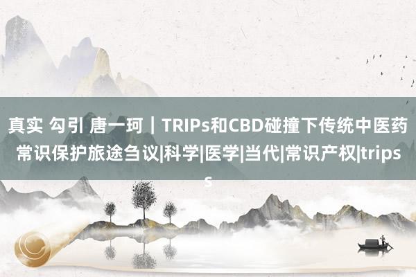 真实 勾引 唐一珂｜TRIPs和CBD碰撞下传统中医药常识保护旅途刍议|科学|医学|当代|常识产权|trips