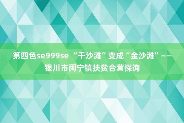 第四色se999se “干沙滩”变成“金沙滩”——银川市闽宁镇扶贫合营探询