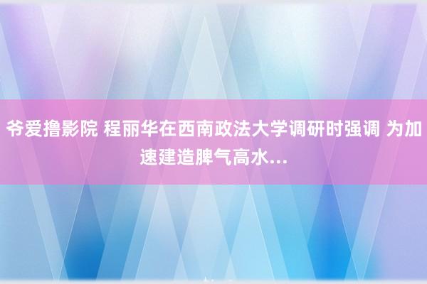 爷爱撸影院 程丽华在西南政法大学调研时强调 为加速建造脾气高水...